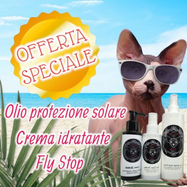 KIT ESTATE: Olio protezione solare – Crema idratante – FlyStop